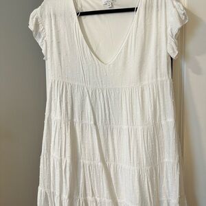 Universal Thread White Textured V-Neck Dress